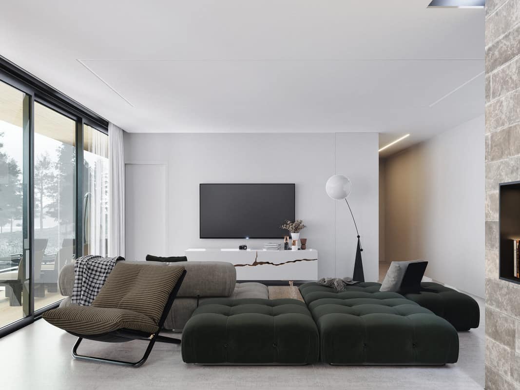 Arquitetura de sala de estar, Projeto de arquitetura de quarto, Design de interiores de quarto