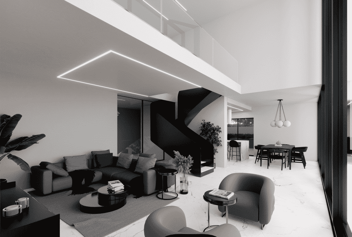 Design de sala de estar, Design de arquitetura de sala de estar, design de interiores de quarto